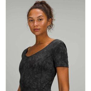 LULULEMON Align Tee Crop Hideaway Camo Deep Coal Multi No Size Tag 4 Nulu
